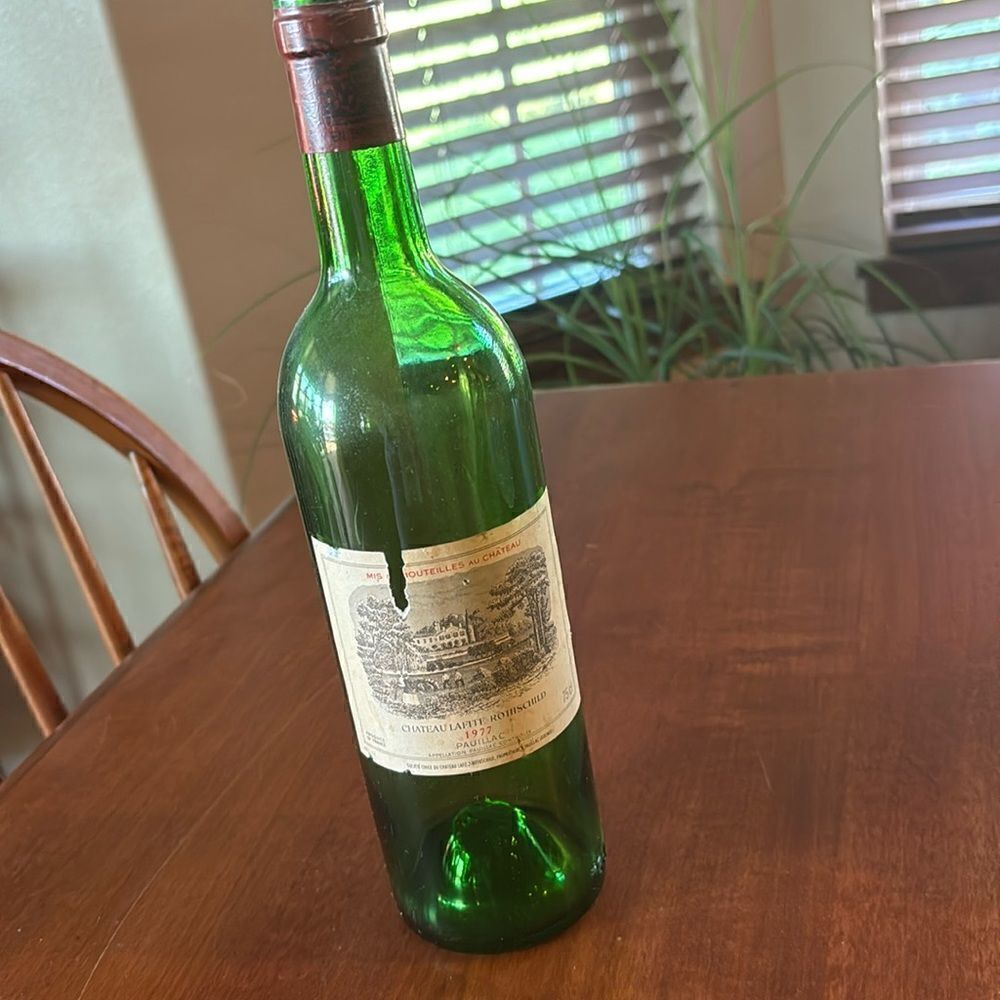 Vintage Chateau Lafite Rothschild 1977 Empty Wine Bottle with Cork